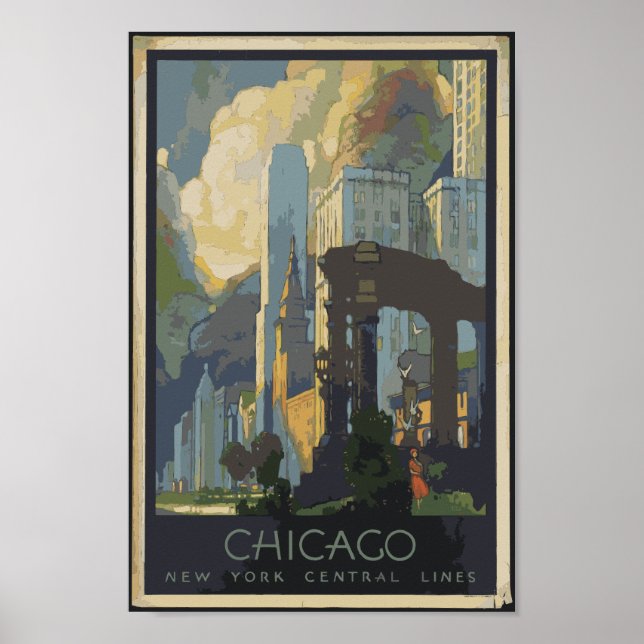 Chicago New York Central Lines Vintage Travel Poster (Vorne)