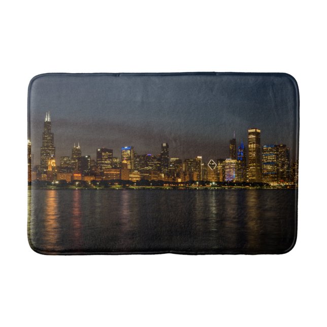 Chicago Night Cityscape Badezimmer Mat Badematte (Vorderseite)