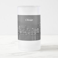 Chicago Night Cityscape Grayscale Mattierte Tasse