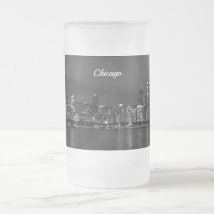 Chicago Night Cityscape Grayscale Mattierte Tasse