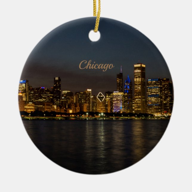Chicago Night Cityscape Keramik Ornament (Vorne)