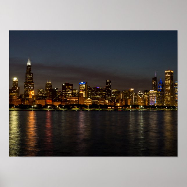 Chicago Night Cityscape Poster (Vorne)