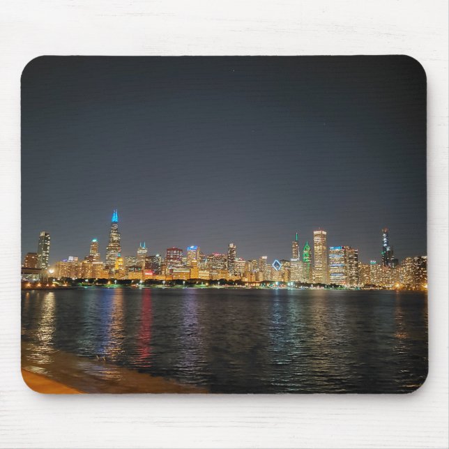 Chicago Night Skyline Mousepad (Vorne)