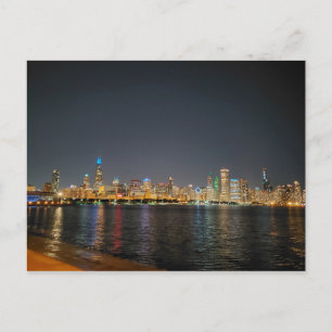 Chicago Night Skyline Postkarte