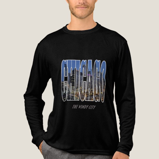 Chicago Night Skyline Tri-Blend Shirt (Vorderseite)