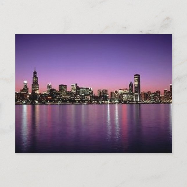 Chicago Nitetime Skyline Postkarte (Vorderseite)