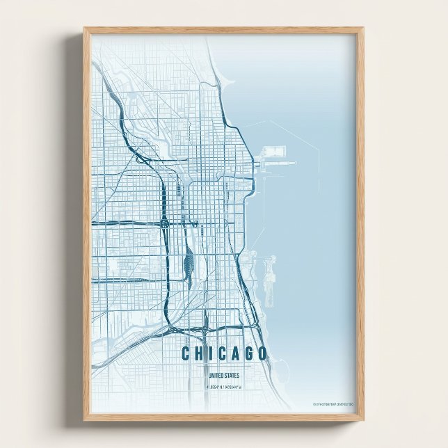 Chicago Ocean Map Print Wall art Poster Gift Idea (Von Creator hochgeladen)