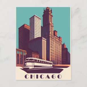 Chicago, öffentlicher Verkehr, Reisen Postkarte