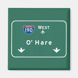 Chicago O'Hare Airport I-190 W Interstate Illinois Magnet