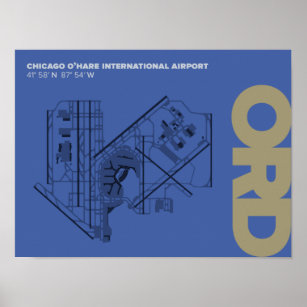 Chicago O'Hare Airport (ORD) Diagramm Poster