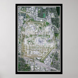 Chicago O'Hare Intl Airport Illinois Satellitenkar Poster