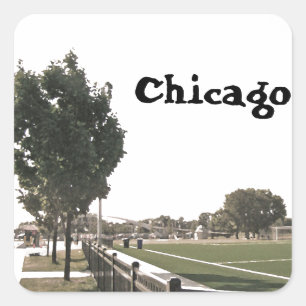 Chicago Park in Sepia-Tönen Quadratischer Aufkleber