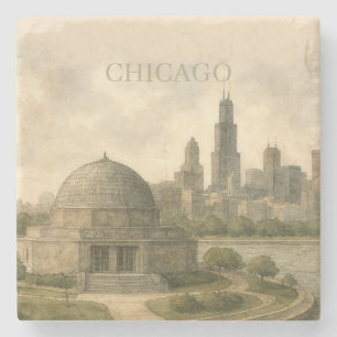 Chicago-Planetarium, individuelle Wasserfarben-Lan Steinuntersetzer
