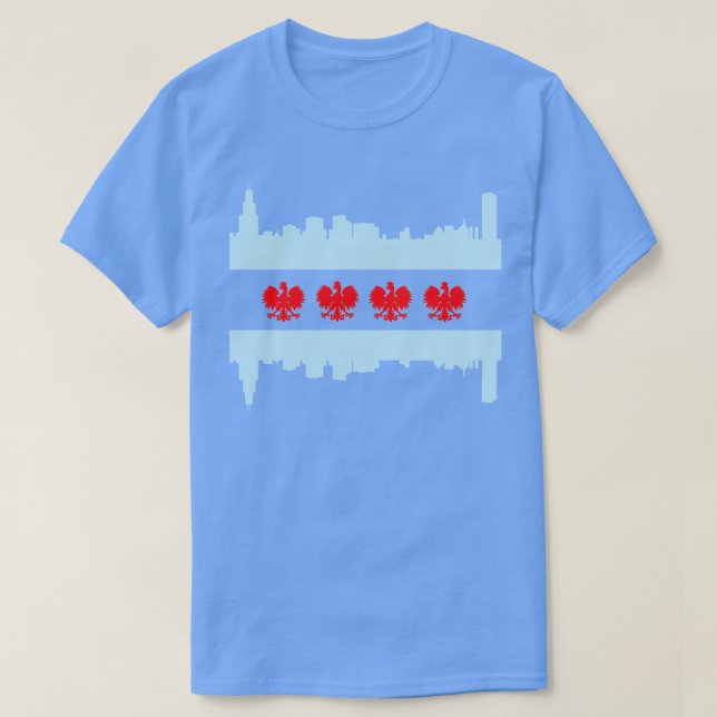 Chicago Polska Polska Flag Skyline Polska Polen T-Shirt (Design vorne)