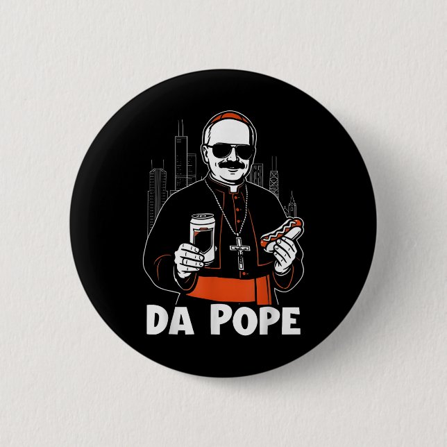 Chicago Pope Leo Xiv Da Pope Funny Meme Button (Vorderseite)