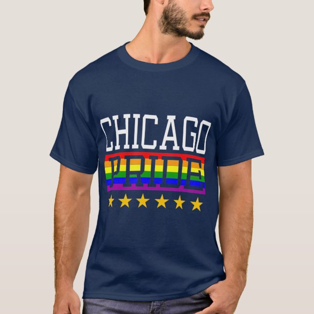 Chicago Pride Gay Lesbian Quee LGB-Regenbogenflagg T-Shirt (Vorderseite)