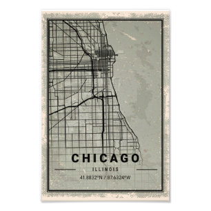 Chicago Print Poster Canvas   Illinois