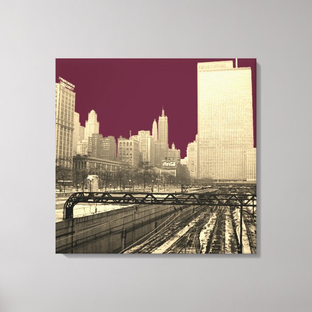 Chicago Rail Yards Eisenbahn Zentrum Foto der 60er Leinwanddruck (Vorderseite)