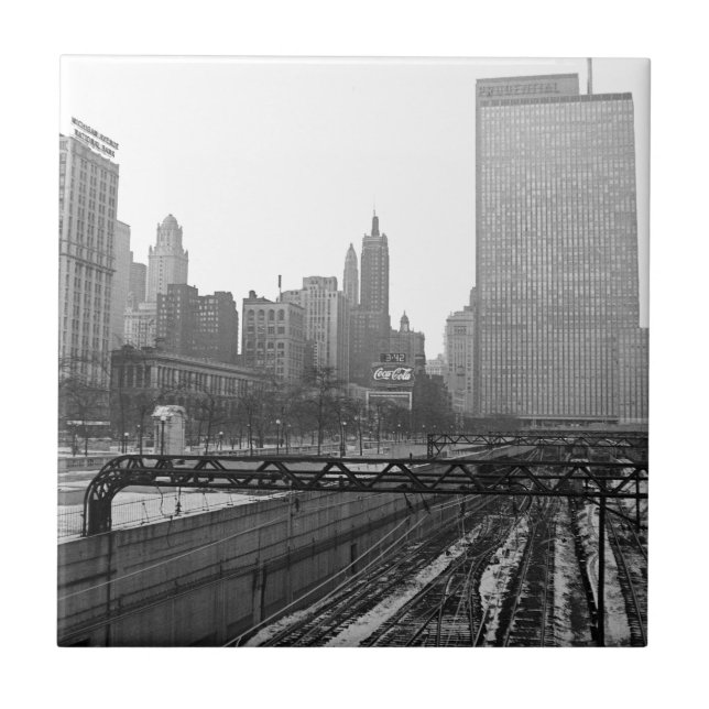 Chicago Rail Yards Michigan Avenue 1960er Foto Fliese (Vorderseite)
