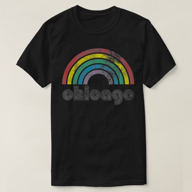 Chicago Rainbow 70er Jahre Retro Gay Pride Me T-Shirt (Design vorne)