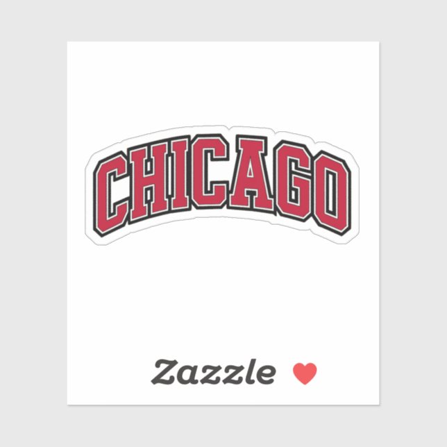 Chicago Red Block Varsity Style Text Design Aufkleber (Blatt)