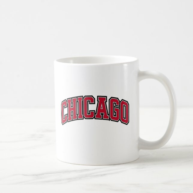 Chicago Red Block Varsity Style Text Design Kaffeetasse (Rechts)