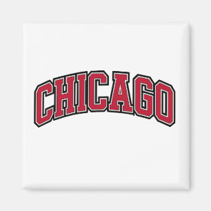 Chicago Red Block Varsity Style Text Design Magnet