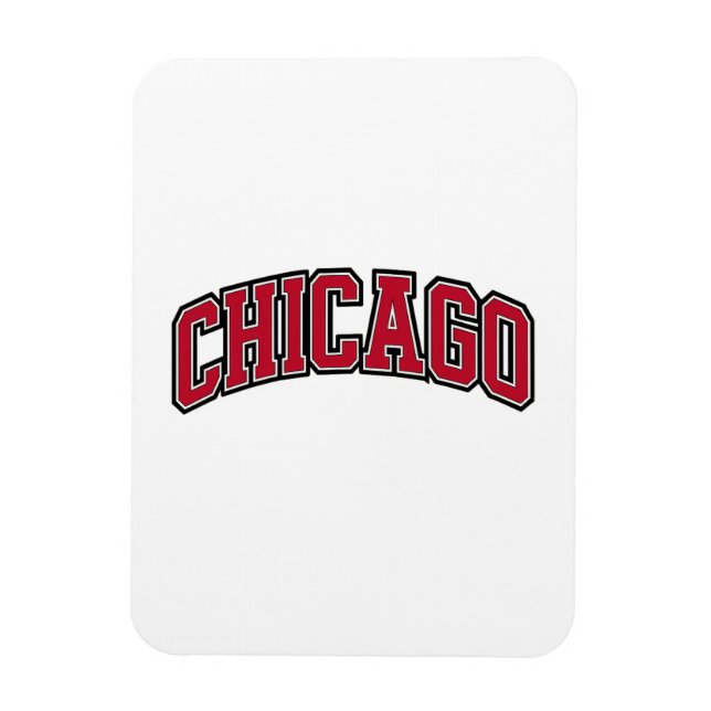 Chicago Red Block Varsity Style Text Design Magnet (Vertikal)