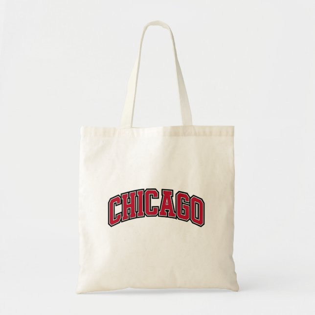 Chicago Red Block Varsity Style Text Design Tragetasche (Vorne)