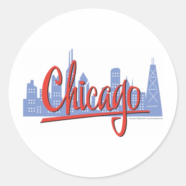 CHICAGO-RED RUNDER AUFKLEBER (Vorderseite)