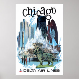 Chicago Reiseplakat Illinois Kunst Delta Druck Poster