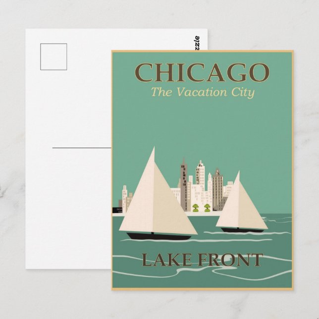Chicago Reiseplakat Postkarte (Vorne/Hinten)