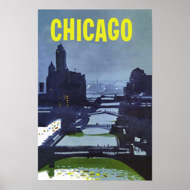 Chicago. Retro Style Travel Poster (Vorne)