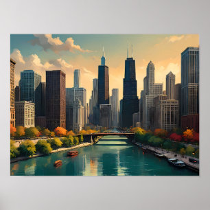 Chicago Retro Vibes - Klassisches Stadtbild Poster