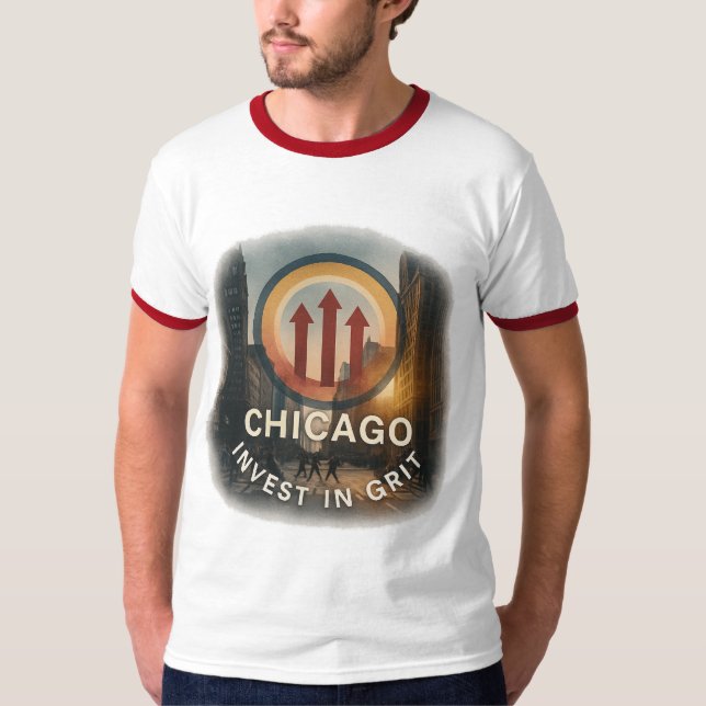 Chicago Ringer T-Shirt | Vintager Festigkeitsstil (Vorderseite)