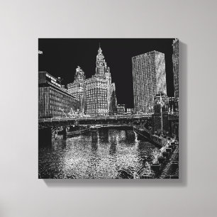 Chicago River 1967 Wrigley Building Sun Times Bldg Leinwanddruck