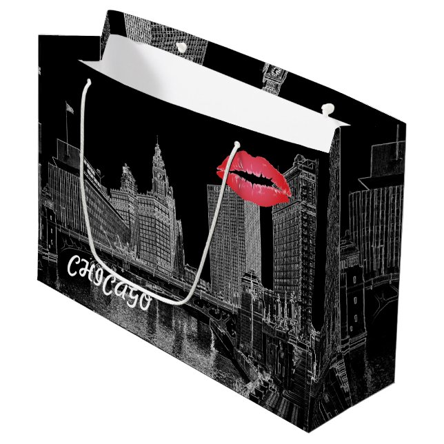 Chicago River 1967 Wrigley Gebäude Sun Times Bldg Große Geschenktüte (Vorderseite Schrägansicht)