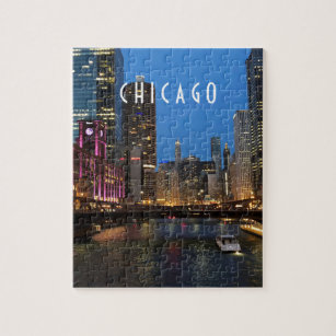 Chicago River bei Nacht Puzzle