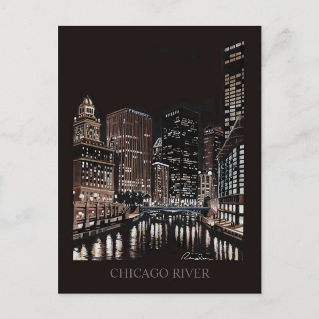 Chicago River Fine Art Randsom Art Postkarte (Vorderseite)