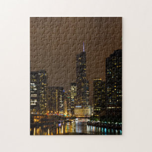 Chicago River Nachtsturm Puzzle