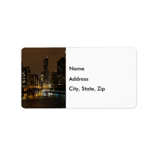 Chicago River Night Storm Address Label Adressaufkleber