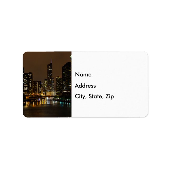 Chicago River Night Storm Address Label Adressaufkleber (Vorne)