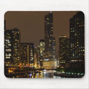Chicago River Night Storm Mousepad