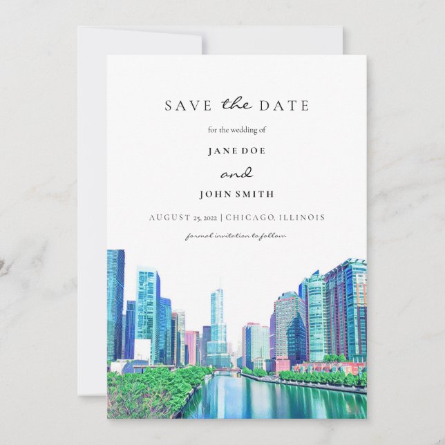 Chicago River Save The Date (Vorderseite)