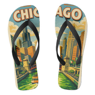 Chicago River St. Patricks Day Postkarte Flip Flops