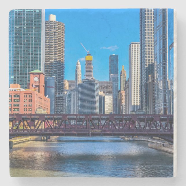 Chicago River Steinuntersetzer (Vorderseite)