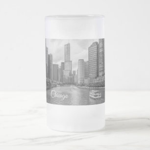 Chicago River Trump Tower Grayscale Mattierte Tass Mattglas Bierglas