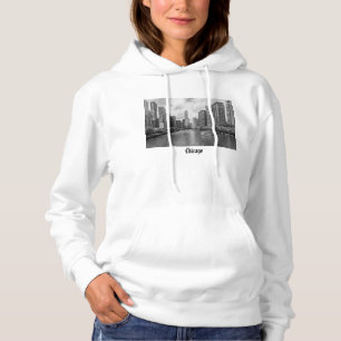Chicago River und Trump Tower Grayscale Hoodie