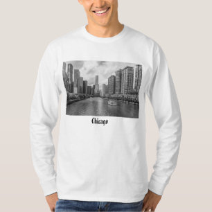 Chicago River und Trump Tower Grayscale T - Shirt