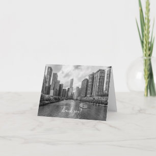 Chicago River und Trump Tower Grayscale Vielen Dan Dankeskarte